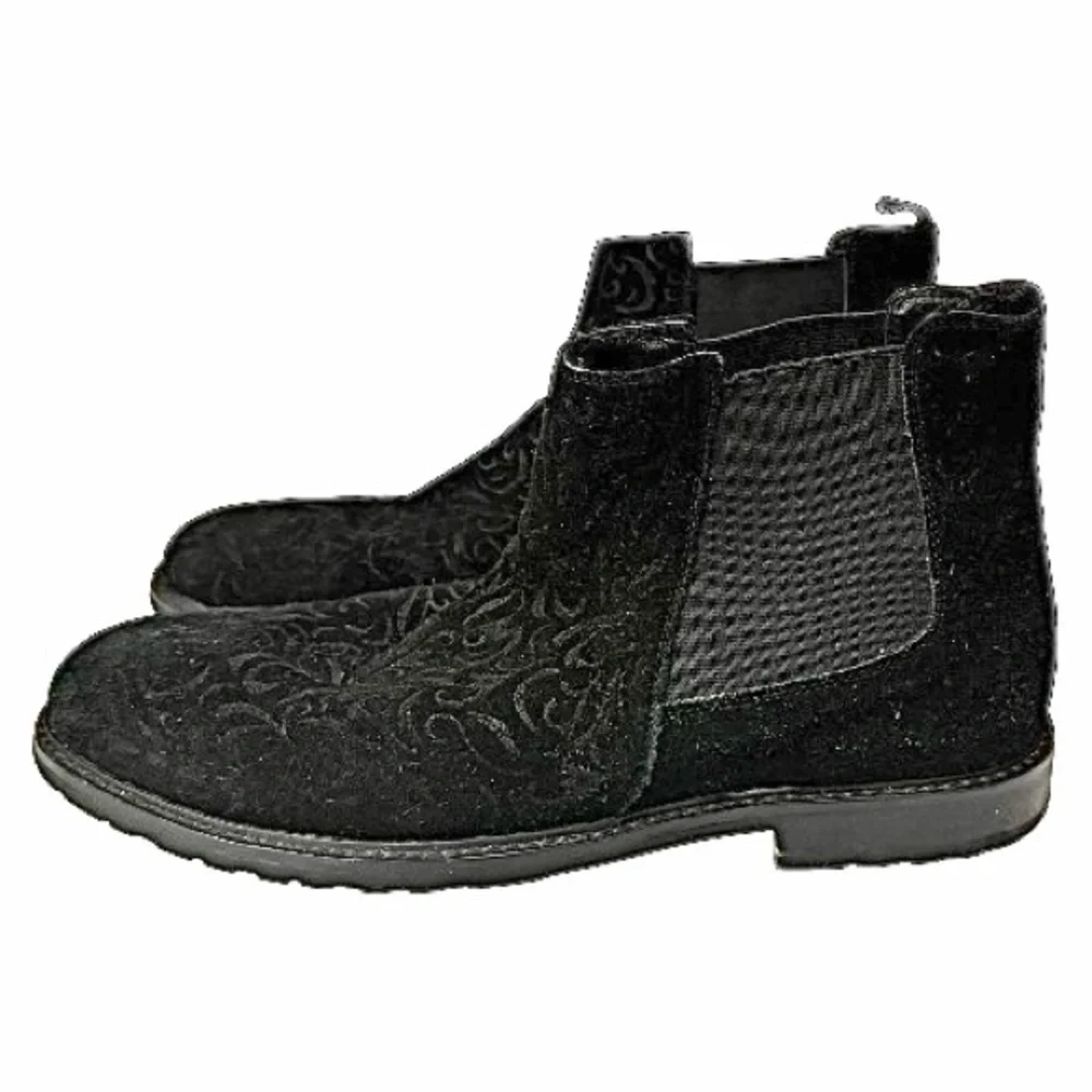 Robert Graham Woodman Boots Black Floral Suede Mens Size 13 Designer